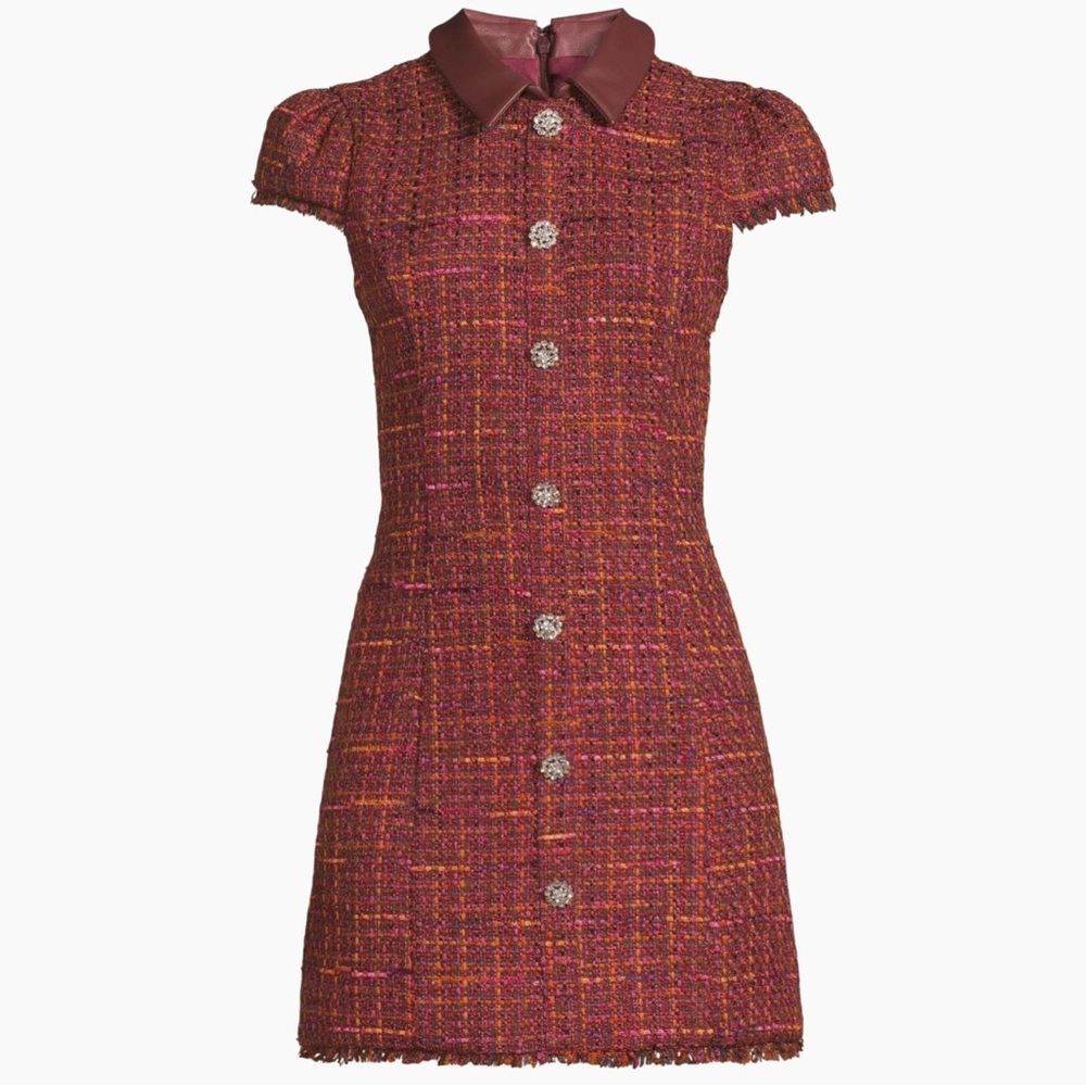 Likely Riello Tweed Dress in Wine Multi